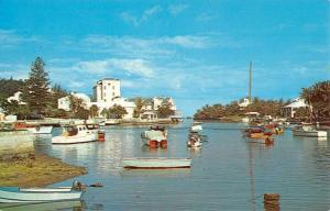 Flatts Inlet Bermuda Boat Waterfront Vintage Postcard K85886