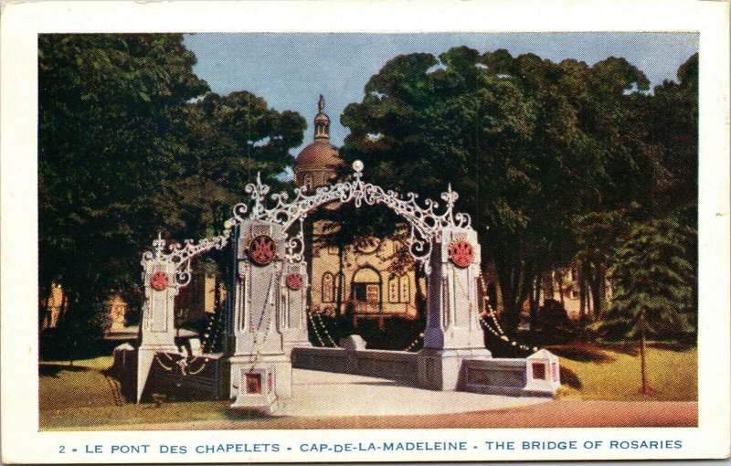 Bridge Rosaries Des Pins Quebec Canada WB Postcard Cancel PM Cap De La Madeleine 