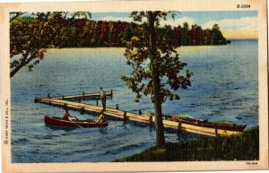 Scenic Lake View, Greetings from Tomahawk WI Vintage Postcard J33