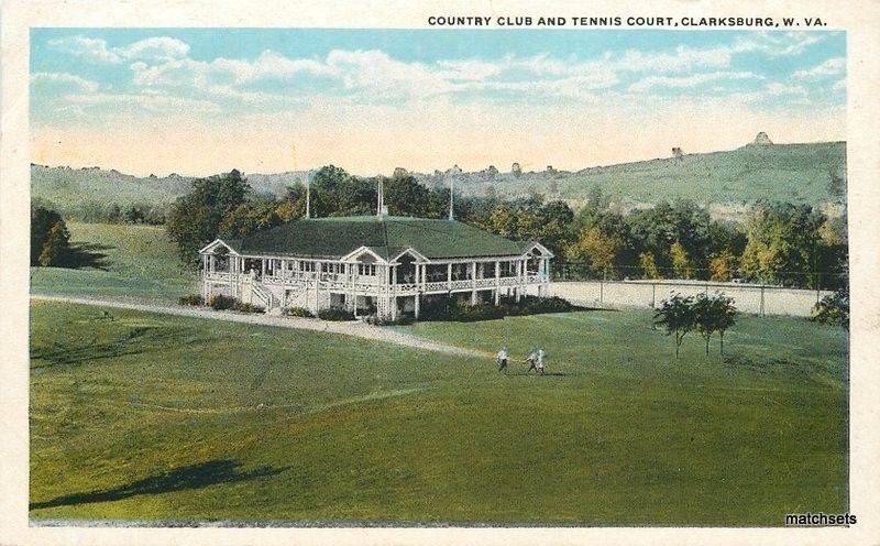 1920s Country Club Tennis Court Clarksburg West Virginia Robbins postcard 13399