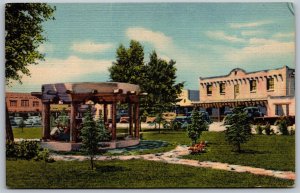 Vtg Taos New Mexico NM The Plaza Park Pavilion 1930s View Linen Postcard