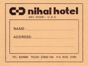 Abu Dhabi Nikal Hotel Vintage Luggage Label sk3584