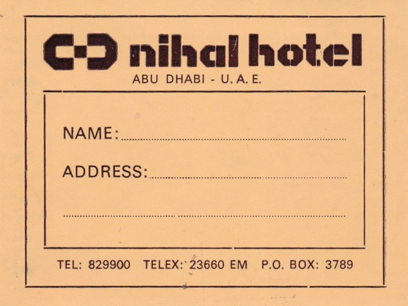 Abu Dhabi Nikal Hotel Vintage Luggage Label sk3584