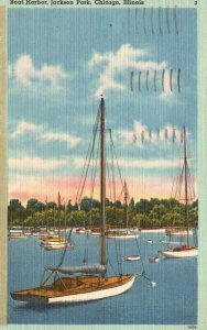 Vintage Postcard 1953 Boat Harbor Jackson Park Chicago Illinois Chas Levy Pub.