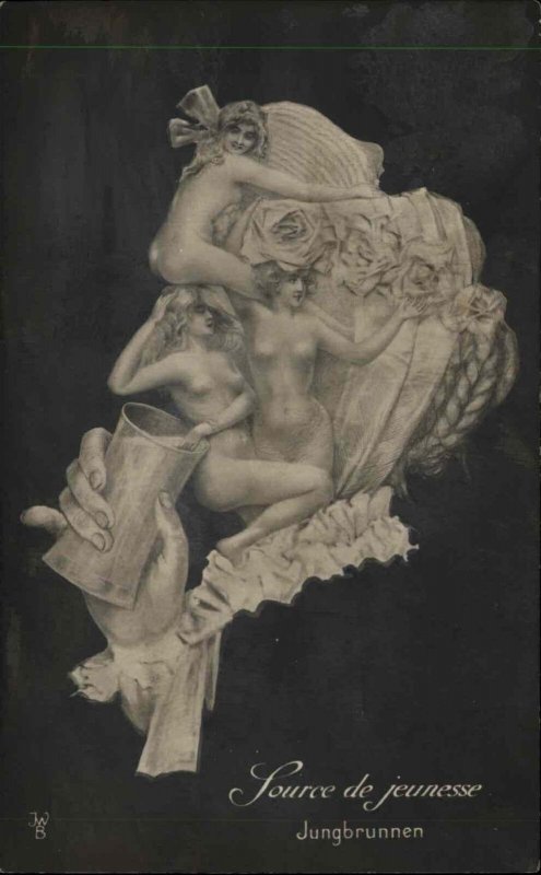 Nude Metamorphic Surrealism Women Make Head Source de Jeunesse c1910s RPPC