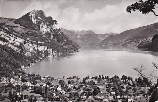 Switzerland Weesen mit Leistkamm und Alvierkette 1958 Photo