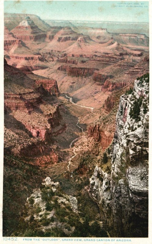 Vintage Postcard 1920's From The Outlook Grand Canyon View Grand Canyon Arizona 