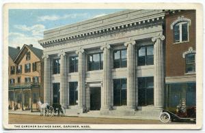 Gardner Savings Bank Gardner Massachusetts 1919 postcard