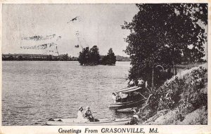 Grasonville Maryland Greetings From Grasonville Water Scene, Photo Print PC U4