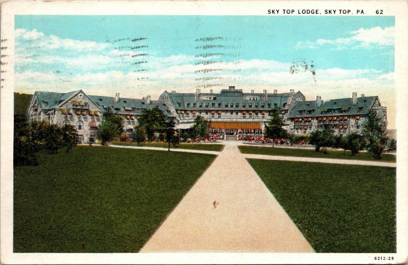 Sky Top Lodge Pennsylvania PA WB Postcard VTG PM E Stroudsburg Cancel WOB Note 