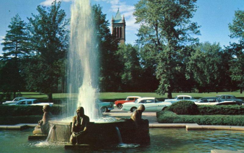 IA - Ames. Iowa State College, Fountain at Memorial Union