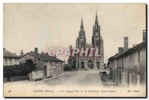 Old Postcard Lepine Marne La Grande Rue and the Notre Dame Basilica