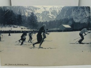 Vintage Postcard Ski Race Kilchberg Zurich Switzerland Posted 1908