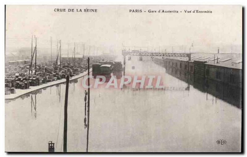 Postcard Old Crue of the Seine Paris Gare d & # 39Austerlitz View d & # 39ens...