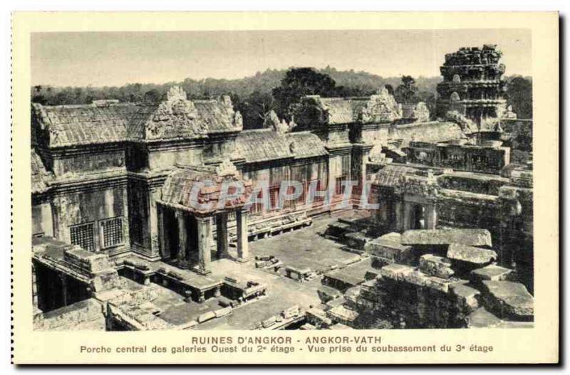 Postcard Ancient Ruins Cambodia Angkor D Angkor Vath central Porch of Western...