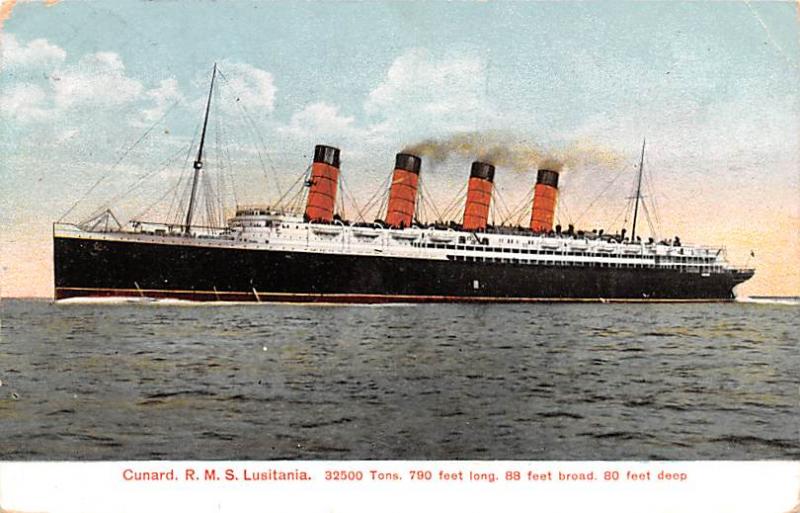 Cunard Line Ship Postcard Old Vintage Steamer Antique Post Card R.M.S. Lusita...