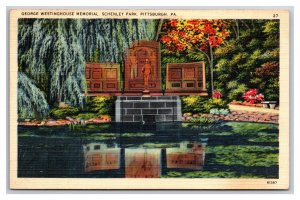 Westinghouse Memorial Schenley Park Pittsburgh PA Linen Postcard N26