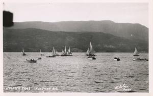 Kelowna BC Regatta Time Sailing Sail Boats Vintage Real Photo Postcard E6