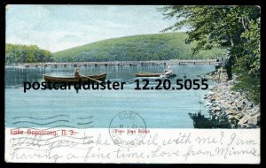 h4013 - LAKE HOPATCONG New Jersey Postcard 1908 River Styx Bridge Canoeing