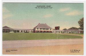 Plantation Court Motel US 90 Lafayette Louisiana linen postcard