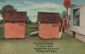 Vintage Postcard 1948 Too Busy Traveling To Write a Letter Stopped Here Comics