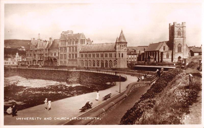 uk30470 university and church aberystwyth wales real photo uk