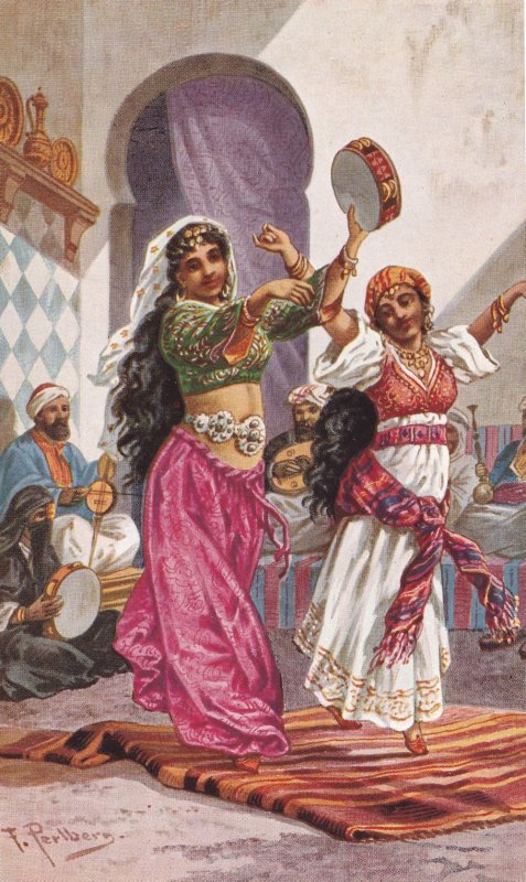 Tanzerinnen Dancing Girls Middle East Old Oilette Postcard