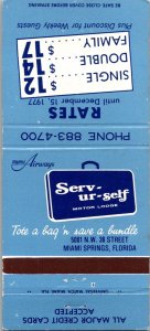 Vintage Matchbook Cover Serv-Ur-Self Motor Lodge Miami Springs, Florida MB114