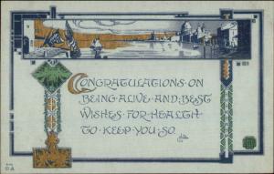 Arts & Crafts GH Williamson B-60 Congratulations c1910 Postcard