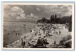 Varna Bulgaria Postcard View from the Beach c1940's Posted RPPC Photo