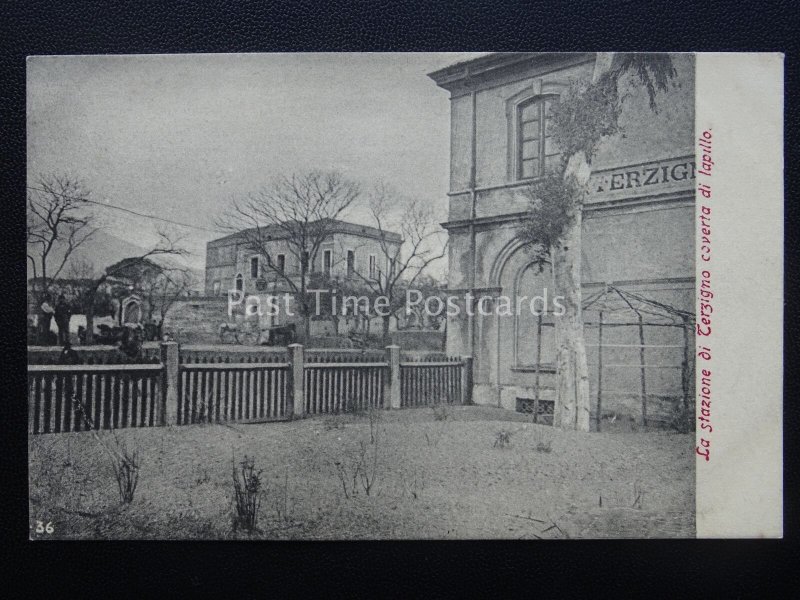 Vesuvius Eruzione Del Vesuvio the Terzigno Station Naples c1906 Rare Postcard-