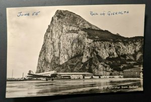 Vintage Gibraltar England Rock of Gibraltar from Airfield Real Picture Postcard