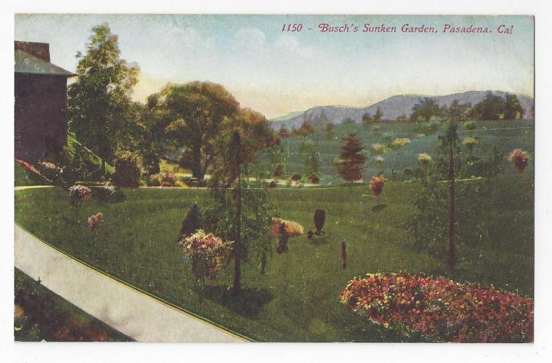 Pasadena CA Busch's Sunken Garden Edw Mitchell Postcard