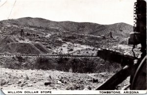 RPPC Postcard AZ Tombstone Million Dollar Stope Mining Equipment 1950s K44