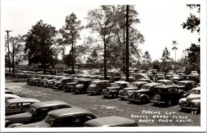 RPPC Parking Lot Knott's Berry Place Farm Cars California Real Photo Postcard