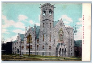 M.E. Church Bell Tower Scene  Iowa City, Iowa IA Vintage Unposted Postcard