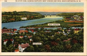 Tri State View Kentucky Ohio Huntington West Virginia Postcard