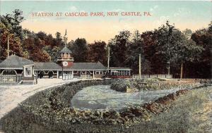 D66/ New Castle Pennsylvania Pa Postcard 1909 Statio Depot Cascade Park