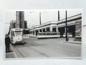 Original Vintage Tram Photo no 7049 & Bogie Car at Brussels Station Belgium 1957