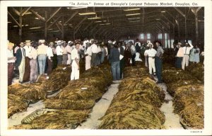 Douglas Georgia Tobacco Market Scene c1930-50s Vintage Postcard