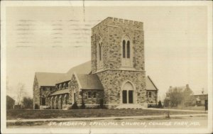 College Park MD St. Andrews Church c1930s Real Photo Postcard