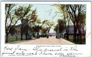 c1910s Rock Island, IL Arsenal Main Entrance Litho Photo PC Bridge Armory A157