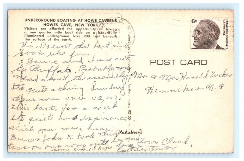 Underground Boating Howe Caverns Cave NY New York Postcard (BX8)