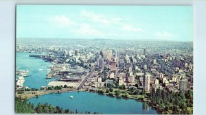 Aerial View Postcard Lost Lagoon and Georgia Street Vancouver, BC