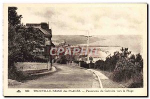 Old Postcard Trouville Queen of Beaches Panorama Calvary to the Beach