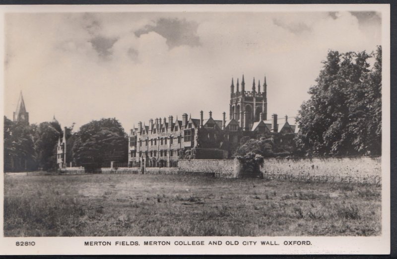 Oxfordshire Postcard - Merton Fields, Merton College and Old City Wall, Oxfor...