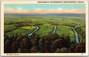 Seven Bends of the Shenandoah River Near Woodstock Virginia VA Postcard