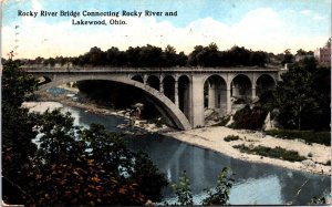 USA Rocky River Bridge Connecting Rocky River and Lakewood Ohio Postcard C026