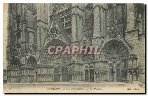 Old Postcard Bourges Cathedral Portal