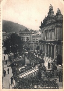 CONTINENTAL SIZE POSTCARD SPA & CASINO STREET SCENE EARLY 1930's EUROPE